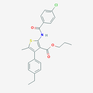 molecular formula C24H24ClNO3S B452712 Propyl 2-[(4-chlorobenzoyl)amino]-4-(4-ethylphenyl)-5-methyl-3-thiophenecarboxylate 