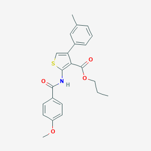 molecular formula C23H23NO4S B452713 Propyl 2-[(4-methoxybenzoyl)amino]-4-(3-methylphenyl)-3-thiophenecarboxylate 