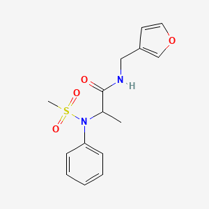 molecular formula C15H18N2O4S B4527361 N-(3-furylmethyl)-2-[(methylsulfonyl)(phenyl)amino]propanamide 