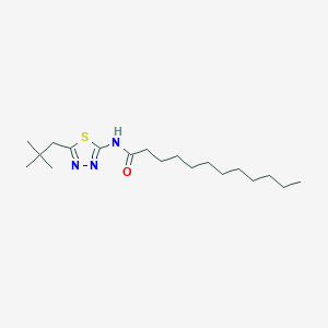 molecular formula C19H35N3OS B452747 N-[5-(2,2-dimethylpropyl)-1,3,4-thiadiazol-2-yl]dodecanamide 
