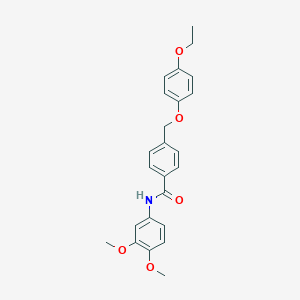 molecular formula C24H25NO5 B452779 N-(3,4-dimethoxyphenyl)-4-[(4-ethoxyphenoxy)methyl]benzamide 