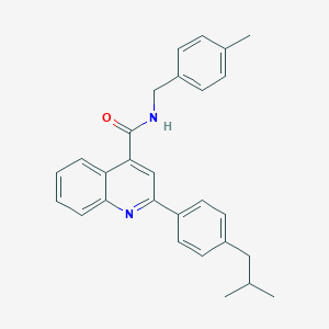 molecular formula C28H28N2O B452834 N-[(4-methylphenyl)methyl]-2-[4-(2-methylpropyl)phenyl]quinoline-4-carboxamide 