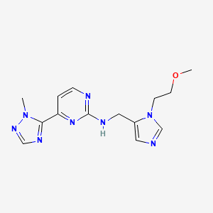 molecular formula C14H18N8O B4528386 N-[[3-(2-methoxyethyl)imidazol-4-yl]methyl]-4-(2-methyl-1,2,4-triazol-3-yl)pyrimidin-2-amine 