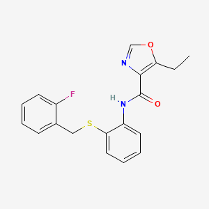molecular formula C19H17FN2O2S B4528397 5-ethyl-N-{2-[(2-fluorobenzyl)thio]phenyl}-1,3-oxazole-4-carboxamide 