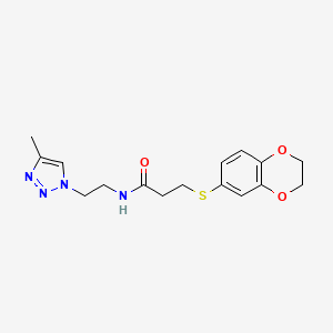 molecular formula C16H20N4O3S B4528436 3-(2,3-dihydro-1,4-benzodioxin-6-ylthio)-N-[2-(4-methyl-1H-1,2,3-triazol-1-yl)ethyl]propanamide 