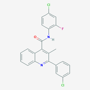 molecular formula C23H15Cl2FN2O B452850 N-(4-chloro-2-fluorophenyl)-2-(3-chlorophenyl)-3-methylquinoline-4-carboxamide 