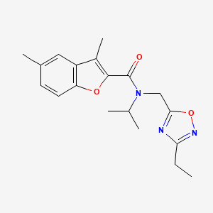 molecular formula C19H23N3O3 B4528504 N-[(3-ethyl-1,2,4-oxadiazol-5-yl)methyl]-N-isopropyl-3,5-dimethyl-1-benzofuran-2-carboxamide 