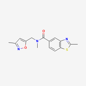 molecular formula C15H15N3O2S B4528542 N,2-dimethyl-N-[(3-methyl-5-isoxazolyl)methyl]-1,3-benzothiazole-5-carboxamide 