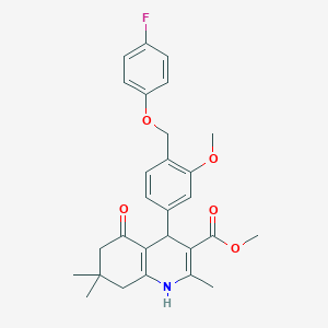 molecular formula C28H30FNO5 B452881 Methyl 4-{4-[(4-fluorophenoxy)methyl]-3-methoxyphenyl}-2,7,7-trimethyl-5-oxo-1,4,5,6,7,8-hexahydro-3-quinolinecarboxylate 