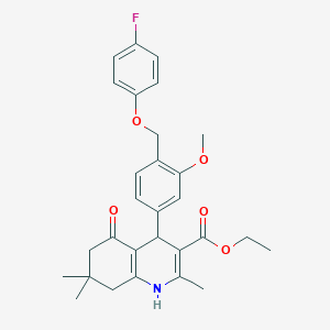 molecular formula C29H32FNO5 B452893 Ethyl 4-{4-[(4-fluorophenoxy)methyl]-3-methoxyphenyl}-2,7,7-trimethyl-5-oxo-1,4,5,6,7,8-hexahydro-3-quinolinecarboxylate 