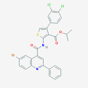molecular formula C30H21BrCl2N2O3S B452894 Isopropyl 2-{[(6-bromo-2-phenyl-4-quinolinyl)carbonyl]amino}-4-(3,4-dichlorophenyl)-3-thiophenecarboxylate 
