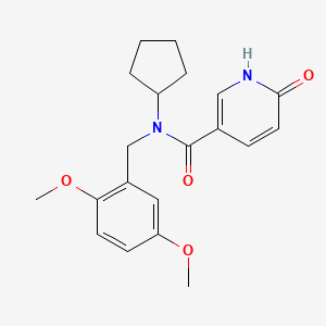 molecular formula C20H24N2O4 B4529019 N-cyclopentyl-N-(2,5-dimethoxybenzyl)-6-oxo-1,6-dihydropyridine-3-carboxamide 