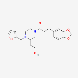molecular formula C21H26N2O5 B4529037 2-[4-[3-(1,3-benzodioxol-5-yl)propanoyl]-1-(2-furylmethyl)piperazin-2-yl]ethanol 