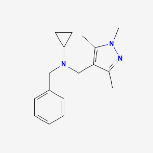 molecular formula C17H23N3 B4529094 N-benzyl-N-[(1,3,5-trimethyl-1H-pyrazol-4-yl)methyl]cyclopropanamine 
