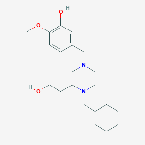 molecular formula C21H34N2O3 B4529284 5-{[4-(cyclohexylmethyl)-3-(2-hydroxyethyl)-1-piperazinyl]methyl}-2-methoxyphenol 