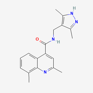molecular formula C18H20N4O B4529294 N-[(3,5-dimethyl-1H-pyrazol-4-yl)methyl]-2,8-dimethylquinoline-4-carboxamide 