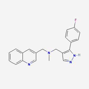 molecular formula C21H19FN4 B4529390 N-[[5-(4-fluorophenyl)-1H-pyrazol-4-yl]methyl]-N-methyl-1-quinolin-3-ylmethanamine 