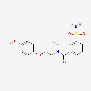 molecular formula C19H24N2O5S B4529409 5-(aminosulfonyl)-N-ethyl-N-[2-(4-methoxyphenoxy)ethyl]-2-methylbenzamide 