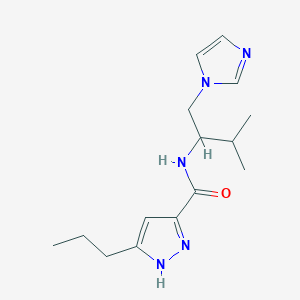 molecular formula C15H23N5O B4529493 N-[1-(1H-imidazol-1-ylmethyl)-2-methylpropyl]-3-propyl-1H-pyrazole-5-carboxamide 