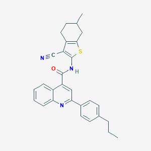 molecular formula C29H27N3OS B452952 N-(3-cyano-6-methyl-4,5,6,7-tetrahydro-1-benzothiophen-2-yl)-2-(4-propylphenyl)quinoline-4-carboxamide 