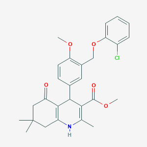 molecular formula C28H30ClNO5 B452954 Methyl 4-{3-[(2-chlorophenoxy)methyl]-4-methoxyphenyl}-2,7,7-trimethyl-5-oxo-1,4,5,6,7,8-hexahydro-3-quinolinecarboxylate 