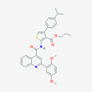 molecular formula C35H34N2O5S B452957 Propyl 2-({[2-(2,5-dimethoxyphenyl)-4-quinolinyl]carbonyl}amino)-4-(4-isopropylphenyl)-3-thiophenecarboxylate 