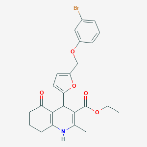 molecular formula C24H24BrNO5 B452958 ethyl 4-{5-[(3-bromophenoxy)methyl]-2-furyl}-2-methyl-5-oxo-1,4,5,6,7,8-hexahydro-3-quinolinecarboxylate 