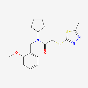 molecular formula C18H23N3O2S2 B4529589 N-cyclopentyl-N-(2-methoxybenzyl)-2-[(5-methyl-1,3,4-thiadiazol-2-yl)thio]acetamide 