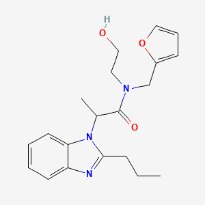 molecular formula C20H25N3O3 B4529645 N-(2-furylmethyl)-N-(2-hydroxyethyl)-2-(2-propyl-1H-benzimidazol-1-yl)propanamide 
