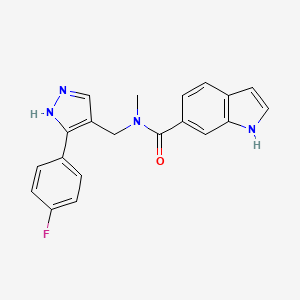molecular formula C20H17FN4O B4529670 N-[[5-(4-fluorophenyl)-1H-pyrazol-4-yl]methyl]-N-methyl-1H-indole-6-carboxamide 