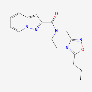 molecular formula C16H19N5O2 B4529691 N-ethyl-N-[(5-propyl-1,2,4-oxadiazol-3-yl)methyl]pyrazolo[1,5-a]pyridine-2-carboxamide 