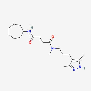 molecular formula C20H34N4O2 B4529714 N'-cycloheptyl-N-[3-(3,5-dimethyl-1H-pyrazol-4-yl)propyl]-N-methylsuccinamide 