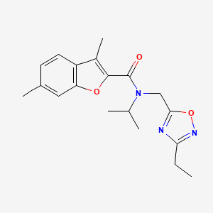 molecular formula C19H23N3O3 B4529734 N-[(3-ethyl-1,2,4-oxadiazol-5-yl)methyl]-N-isopropyl-3,6-dimethyl-1-benzofuran-2-carboxamide 