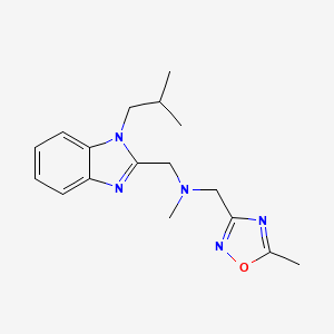 molecular formula C17H23N5O B4529853 N-methyl-1-(5-methyl-1,2,4-oxadiazol-3-yl)-N-[[1-(2-methylpropyl)benzimidazol-2-yl]methyl]methanamine 