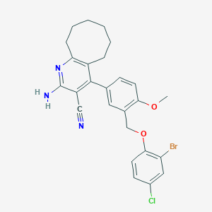 molecular formula C26H25BrClN3O2 B452993 2-Amino-4-{3-[(2-bromo-4-chlorophenoxy)methyl]-4-methoxyphenyl}-5,6,7,8,9,10-hexahydrocycloocta[b]pyridine-3-carbonitrile 