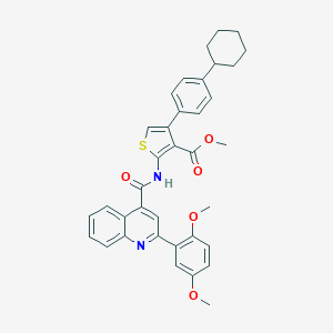 molecular formula C36H34N2O5S B453000 Methyl 4-(4-cyclohexylphenyl)-2-({[2-(2,5-dimethoxyphenyl)-4-quinolinyl]carbonyl}amino)-3-thiophenecarboxylate 
