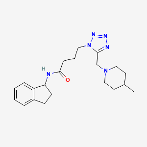 molecular formula C21H30N6O B4530015 N-(2,3-dihydro-1H-inden-1-yl)-4-[5-[(4-methylpiperidin-1-yl)methyl]tetrazol-1-yl]butanamide 