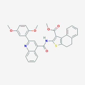 molecular formula C32H26N2O5S B453014 METHYL 2-[2-(2,5-DIMETHOXYPHENYL)QUINOLINE-4-AMIDO]-4H,5H-NAPHTHO[2,1-B]THIOPHENE-1-CARBOXYLATE 