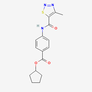 molecular formula C16H17N3O3S B4530166 cyclopentyl 4-{[(4-methyl-1,2,3-thiadiazol-5-yl)carbonyl]amino}benzoate 