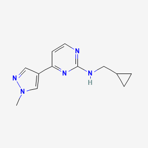 molecular formula C12H15N5 B4530195 N-(cyclopropylmethyl)-4-(1-methylpyrazol-4-yl)pyrimidin-2-amine 