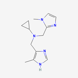 molecular formula C13H19N5 B4530399 N-[(1-methyl-1H-imidazol-2-yl)methyl]-N-[(4-methyl-1H-imidazol-5-yl)methyl]cyclopropanamine 