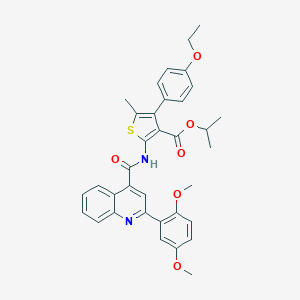 molecular formula C35H34N2O6S B453055 Isopropyl 2-({[2-(2,5-dimethoxyphenyl)-4-quinolinyl]carbonyl}amino)-4-(4-ethoxyphenyl)-5-methyl-3-thiophenecarboxylate 