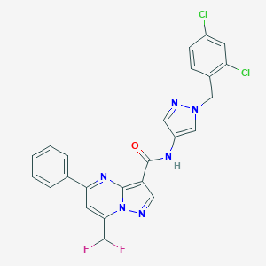 molecular formula C24H16Cl2F2N6O B453089 N-[1-(2,4-dichlorobenzyl)-1H-pyrazol-4-yl]-7-(difluoromethyl)-5-phenylpyrazolo[1,5-a]pyrimidine-3-carboxamide 