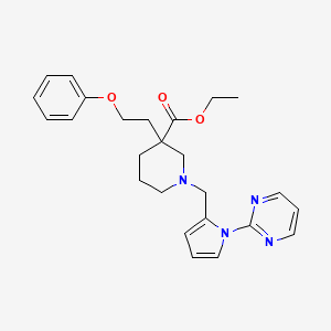 molecular formula C25H30N4O3 B4530946 ethyl 3-(2-phenoxyethyl)-1-{[1-(2-pyrimidinyl)-1H-pyrrol-2-yl]methyl}-3-piperidinecarboxylate 