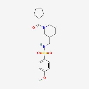molecular formula C19H28N2O4S B4531083 N-{[1-(cyclopentylcarbonyl)-3-piperidinyl]methyl}-4-methoxybenzenesulfonamide 