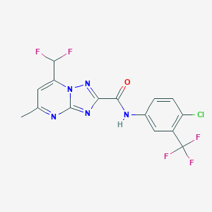 molecular formula C15H9ClF5N5O B453109 N-[4-chloro-3-(trifluoromethyl)phenyl]-7-(difluoromethyl)-5-methyl[1,2,4]triazolo[1,5-a]pyrimidine-2-carboxamide 
