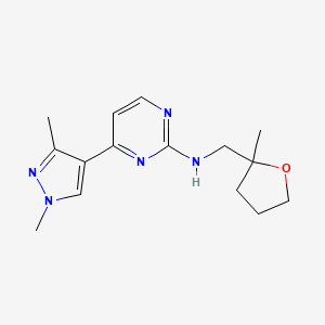 molecular formula C15H21N5O B4531357 4-(1,3-dimethyl-1H-pyrazol-4-yl)-N-[(2-methyltetrahydrofuran-2-yl)methyl]pyrimidin-2-amine 
