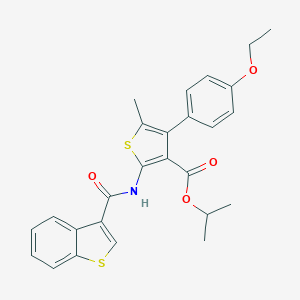 molecular formula C26H25NO4S2 B453174 Isopropyl 2-[(1-benzothien-3-ylcarbonyl)amino]-4-(4-ethoxyphenyl)-5-methyl-3-thiophenecarboxylate 