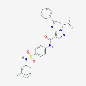 molecular formula C30H29F2N5O3S B453183 N-{4-[(1-adamantylamino)sulfonyl]phenyl}-7-(difluoromethyl)-5-phenylpyrazolo[1,5-a]pyrimidine-3-carboxamide 