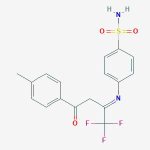 molecular formula C17H15F3N2O3S B045320 4-[[3-(4-Methylphenyl)-3-oxo-1-(trifluoromethyl)propylidene]amino]benzenesulfonamide CAS No. 1061214-09-2